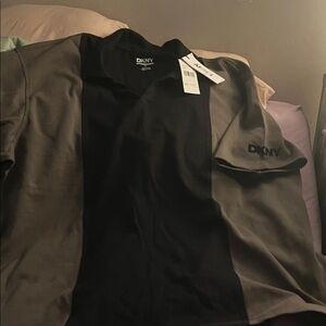 DKNY Black and Brown Dress Shirt